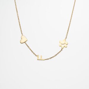 925 Sterling Silver Heart and Flower Motif Necklace