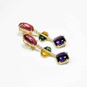 Silver Plated Crystal Flower Leverback Earrings